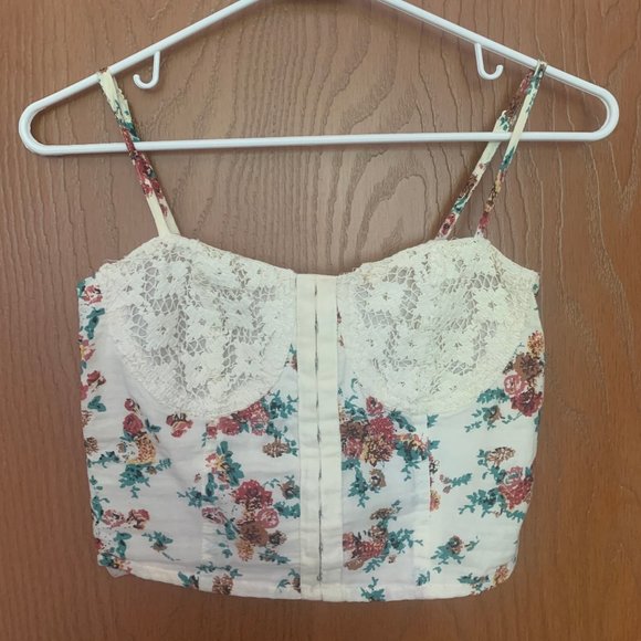 Band of Gypsies Tops - Floral lace corset crop top XS